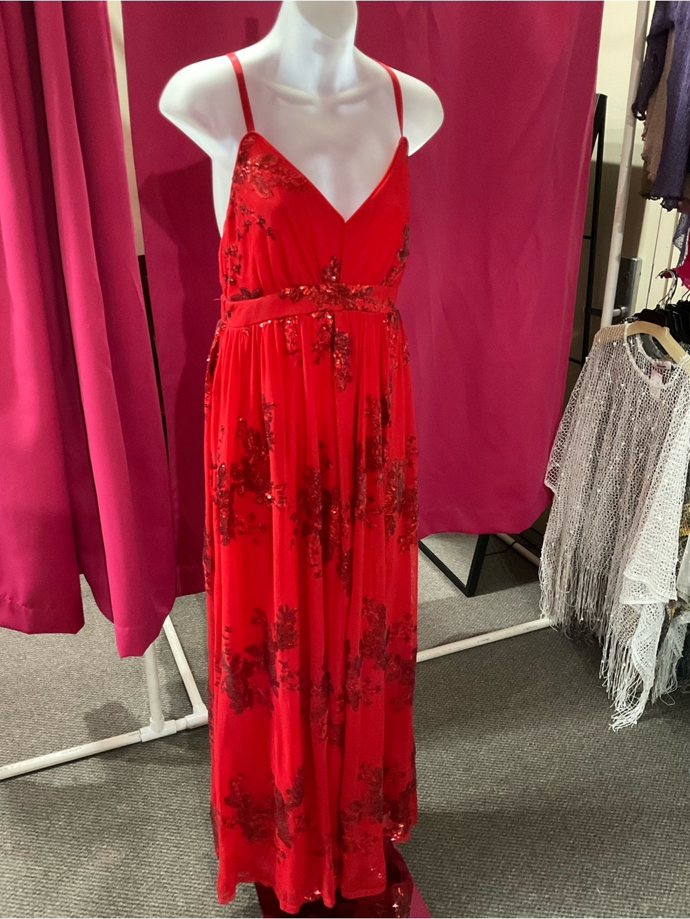 Haute Monde Red Sequin Embellished Dress